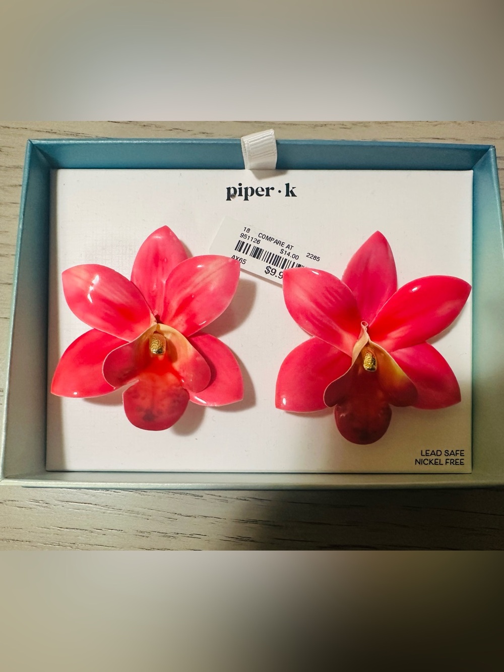 Piper•k Hot Pink Orchid Floral Earrings